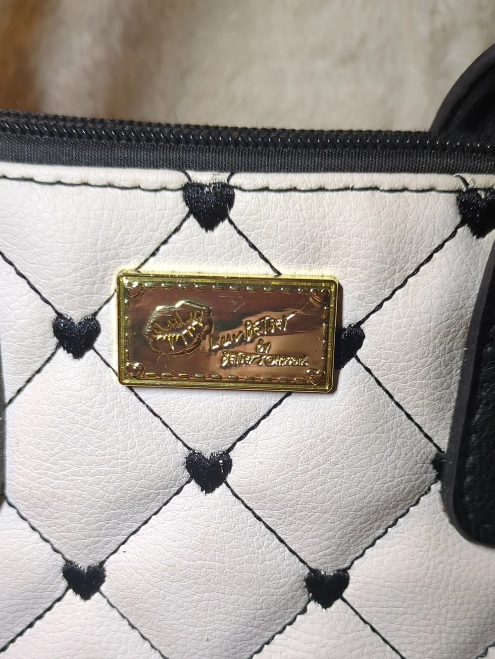Betsey Johnson White Quilted Satchel with Pastel Rainbow Base NOW ONLY $35